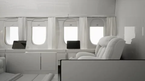 Luxurious Minimalist Private Jet Interior Stock Footage 320101766