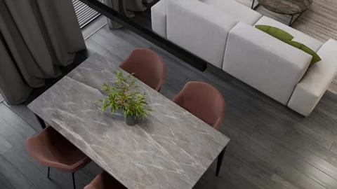 Luxurious open plan studio apartment with modern furnishings. 3d render Stock Footage 301969633