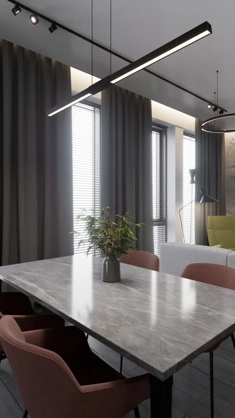 Luxurious open plan studio apartment with modern furnishings. 3d render Stock Footage 301969646
