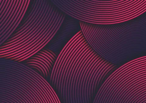 A luxurious overlapping circular design pattern with coral, blue and purple c Illustrazione stock
