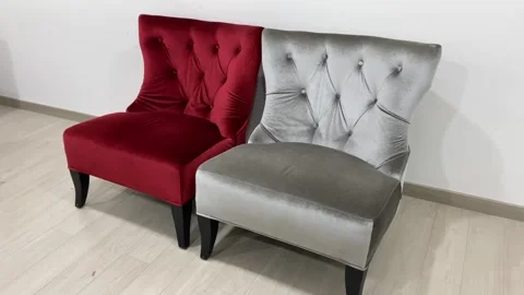 Luxurious red and grey couch indoor with white wall. Furniture concept 動画素材 254453535