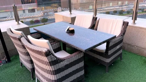 Luxurious Rooftop Terrace Dining Experience in 4K. Stock-Footage 304320273