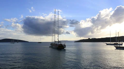 Luxurious sail ship Stock Footage 31983267