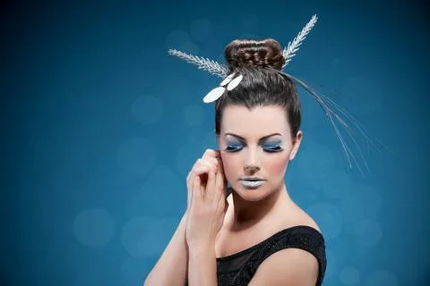 Luxurious silver makeup Stock Photos