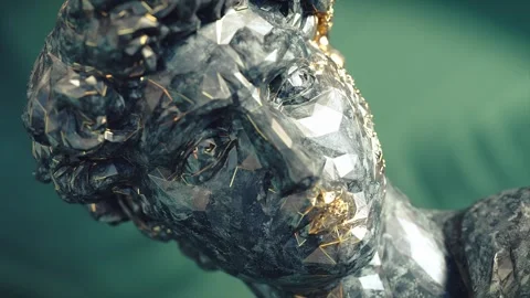 Luxurious statue animation with gold and marble on green background Stock Footage 303487635