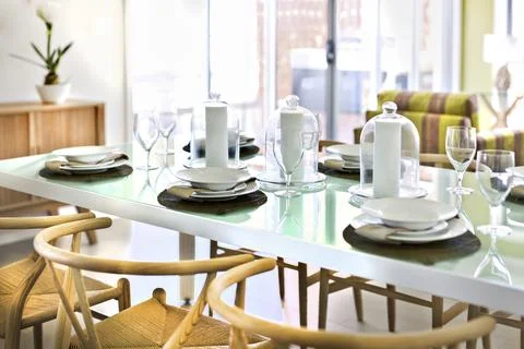 Luxurious table setting in a house Stock Photos