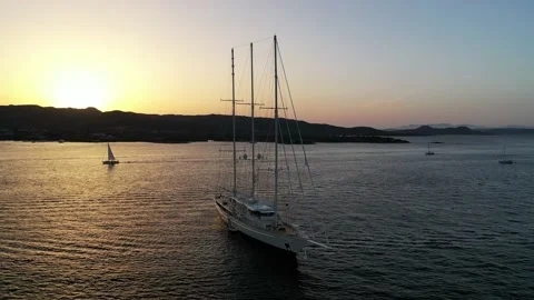Luxurious three-masted sailing ship in the Sardinian sea Stock Footage 236587364