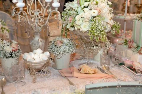 Luxurious wedding dinner Stock Photos