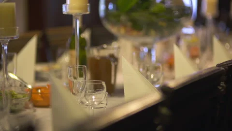 Luxuriously Decorated Table During Formal Dinner Stock Footage 304874858