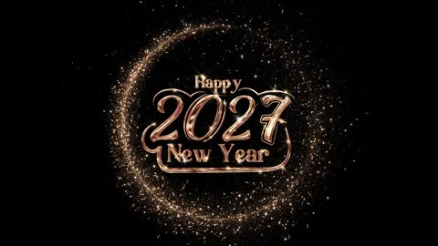 Luxury 2027 Countdown Emblem with Circular Gold Sparkle Burst Stock Footage 342638879