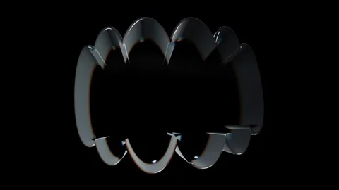 Luxury 3d glass layered ring shape crystal prism refraction black 4K Stock Footage 339275537