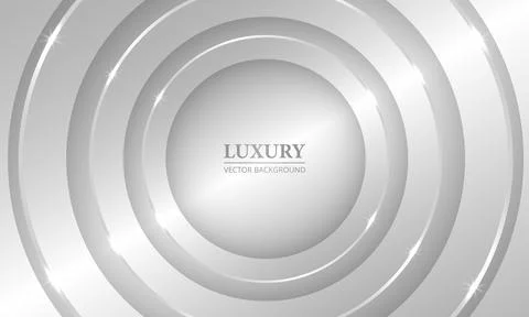 Luxury 3d silver abstract geometric background with metallic circles and lights. Stock Illustration