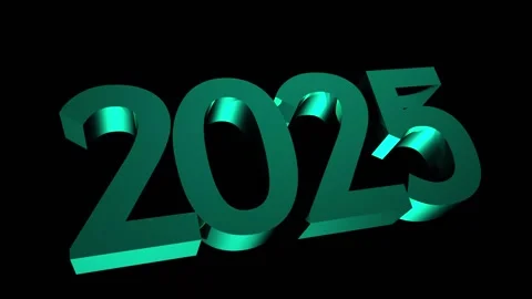 Luxury 3d style blue text 2025 with shining light effect black background. .. Stock Footage 291523955