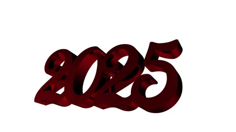 Luxury 3d style shining light effect red text 2025 with white background. C.. Stock Footage 291523948