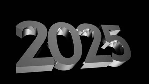 Luxury 3d style text 2025 with shining light effect black background. Happy.. Stock Footage 291523934