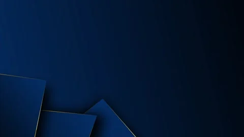 Luxury 4K seamless loop of dark blue geometric shapes with golden edges floating Stock Footage 333767400