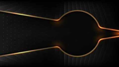 Luxury abstract background with dark metallic layers and glowing golden cur.. Stock Illustration