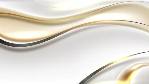 Luxury abstract background with flowing white and metallic gold liquid wave.. 스톡 일러스트