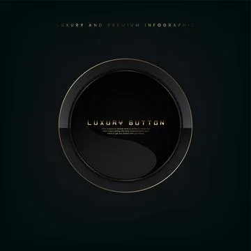 Luxury abstract button on dark background with geometric shape black paper .. Stock Illustration