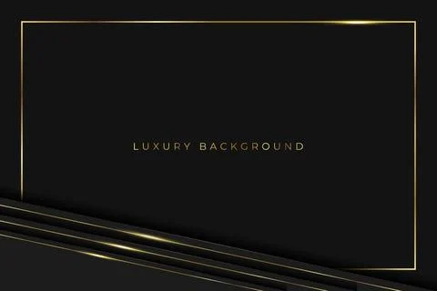 Luxury abstract frame background with golden lines on dark, modern black ba.. 库存插图