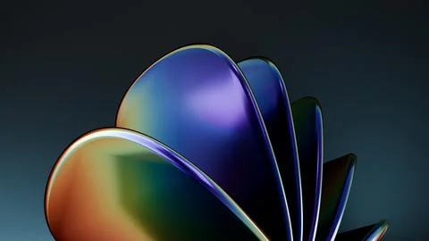 Luxury Abstract Holographic Liquid Forms in Dark Minimal Background Stock Illustration