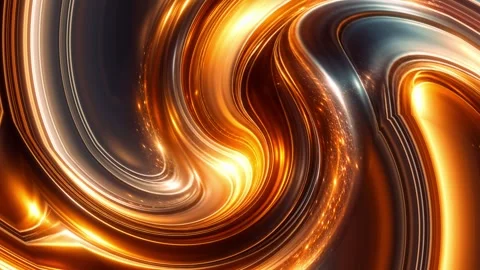 Luxury abstract metallic liquid wave loop with flowing gold and silver motion Stock Footage 329623469