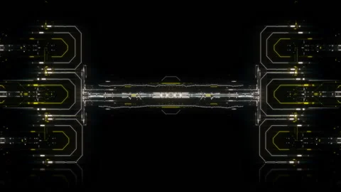 Luxury AI Big Data interface energy lines cyber glitch loading VJ Loop Stock Footage 144952221