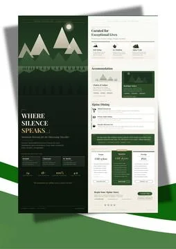 Luxury Alpine Bifold Brochure Vector Mountain Retreat Stock Illustration