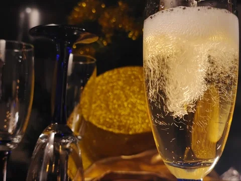 Luxury and elegance vertical background: Champagne bubbles on a glass 動画素材 294760775