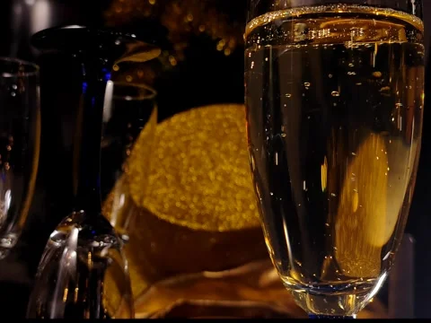 Luxury and elegance vertical background: Champagne bubbles on a glass 動画素材 294760778