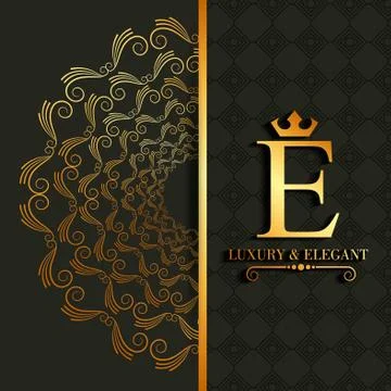 Luxury and elegant e letter scroll royal image Illustrazione stock