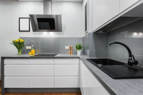 Luxury and simple kitchen Stock Photos
