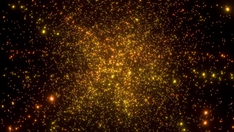 Luxury animation of moving slowly through dense golden nebula of random Stock-Footage 343432519