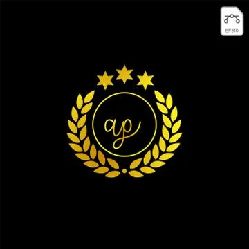 Luxury AP initial logo or symbol business company vector icon isolated Stock Illustration