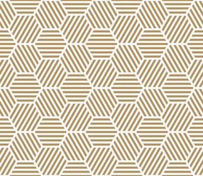 Luxury art deco seamless pattern with gold hexagon and striped line, vector.. Stock Illustration