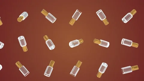Luxury Attar Perfume Bottles Falling Seamless Background Cosmetic Fragrance Stock Footage 339769785