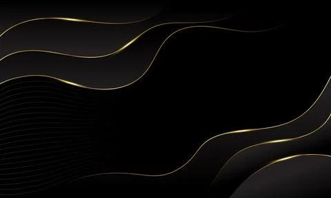 Luxury back fluid waves design abstract curve shape gold metallic style. ve.. Stock-Illustration