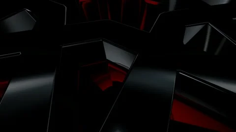 Luxury Background with Black Figures, Reflection, Shapes, 3D Render, Exclusive Stock Footage 269184658