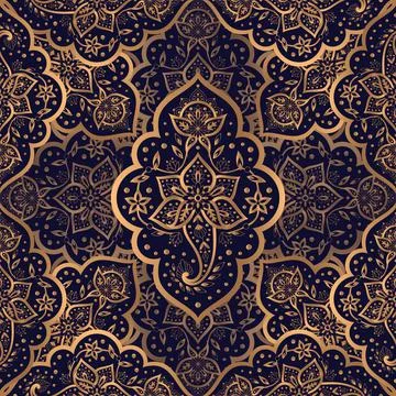 Luxury background golden vector. Arabesque paisley royal pattern seamless Stock Illustration