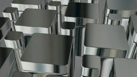 Luxury Background with Silver Figures, Exclusive, Reflection, 3D Render, Shapes Stock Footage 269185064