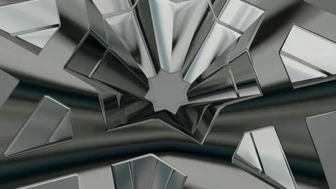 Luxury Background with Silver Figures, Reflection, Shapes, 3D Render, Exclusive Stock Footage 269184864