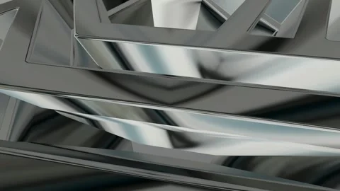 Luxury Background with Silver Figures, Reflection, 3D Render, Shapes, Exclusive Stock Footage 269184920