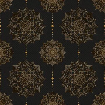 Luxury background vector. Oriental mandala royal pattern seamless. Illustrazione stock