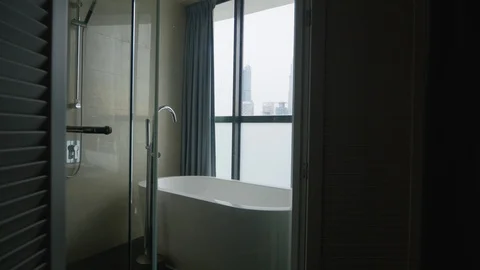 Luxury Bathroom Interior Stock Footage 86258152