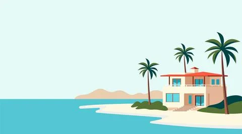 Luxury Beachfront Villa Stock Illustration