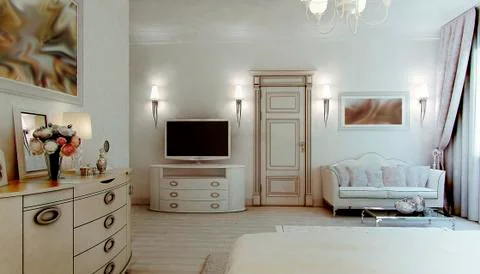 Luxury bedroom interior Stock Illustration