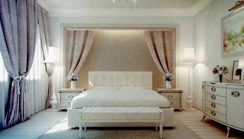 Luxury bedroom interior Stock Illustration