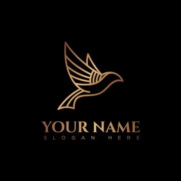 Luxury bird logo vector icon line art Stock Illustration
