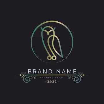 Luxury Bird outline monogram logo template design Stock Illustration