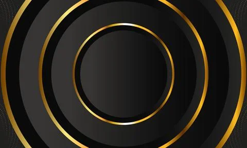 Luxury black and gold circular background. golden concentric circles. Stock Illustration